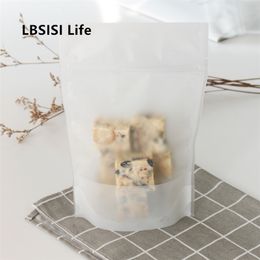 seal pack plastic Canada - LBSISI Life 50pcs Frosted Candy Zip Lock Stand Up Nougat Crisp Bags Seal Cookie Snowflake Food Chocolate Hold Pack Plastic Bag 210805