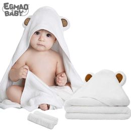 Organic Bamboo Hooded Baby Towel Soft Bath Towels with Ears for Babies Washcloth Set Perfect Shower Gift 210728