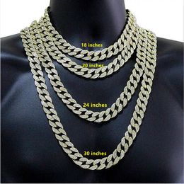 2021 12MM Miami Cuban Link Kette Halskette Armbänder Set für Herren Bling Hip Hop Iced Out Diamant Gold Silber Rapper Ketten Frauen Luxus Schmuck