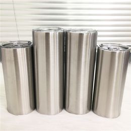 15oz 20oz 30oz Straight Tumbler Slim Skinny Tumblers Stainless Steel Double Wall Vacuum Insulated Coffee Milk Mug Father Day Gift