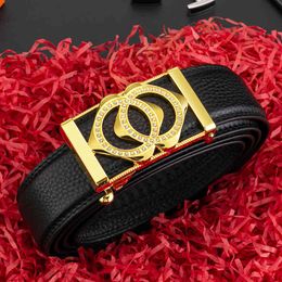 Waist Belt s Buckles Gift Box Men's Automatic Buckle Leather Head Layer Cowhide Valentine's Day Trendy Pants
