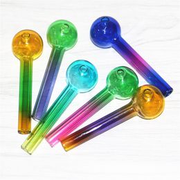 Pyrex Oil Burner Pipes Thick Smoking Handle Pipe 4 inch Tobacco Dry Herb Bowls For Silicone Bong Glass Bubbler Reclaim Ash Catchers