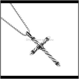& Pendants Drop Delivery 2021 Men Stainless Steel Cross Pendant Necklaces Sier Fashion Hip Hop Jewelry Necklace With Mens 70Cm Long Chains Xc