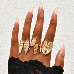 Gold Colour Retro Knuckle Rings For Women Vintage Geometric simple cute big wing Ring Set Party Bohemian Jewellery 3 PCS/Set