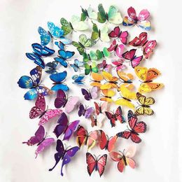 Butterflies Wall Decals 3D Wall Stickers Home Decor Poster for Kids Rooms Adhesive to Wall Decoration Adesivo De Parede 210615