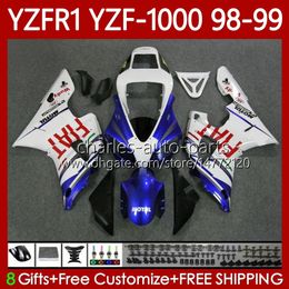 OEM Body Kit For YAMAHA YZF-1000 YZF-R1 YZF 1000 CC R 1 1998 1999 2000 2001 White blue Bodywork 82No.113 YZF R1 1000CC 98-01 YZF1000 YZFR1 98 99 00 01 Motorcycle Fairing