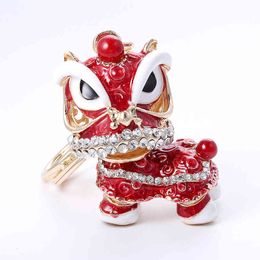 Key Rings Creative Small Gift Chinese Style Lion Chain Kirin Automobile Alloy Pendant Bag Accessories Crafts