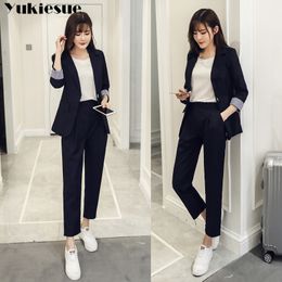 Set female autumn spring Women Corduroy Blazer suit jacket + pants suits harem Trousers 2 two piece set women tracksuits 210519