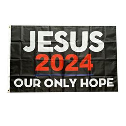 Jesus 2024 Our Hope Only Flag Vivid Colour UV Fade Resistant Double Stitched Decoration Banner 90x150cm Digital Print Wholesale