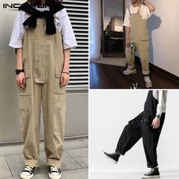 Men's Pants INCERUN Fashion Harajuku Men Pure Straight Leg Casual Cool Suspender Jumpsuit Joggers Mens Rompers Overalls Streetwear 5XL