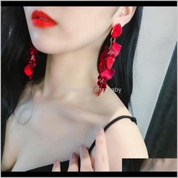 & Chandelier Delivery 2021 Trendy Acrylic Petal Flower Long Dangle Drop For Women Fashion Red Resin Earrings Wedding Bridal Jewelry 7Kzxz