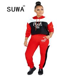 Tie Dye Sweatpants Matching Set Tracksuit Women Pink Clothing Autumn Winter Sexy 2 Piece Outfits Hoodies Top + Joggers Pants 210525