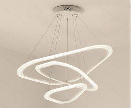 Modern LED Pendant Lamps for Home Living Dining Room Kitchen Bedroom White Triangle Suspension Ceiling Lights