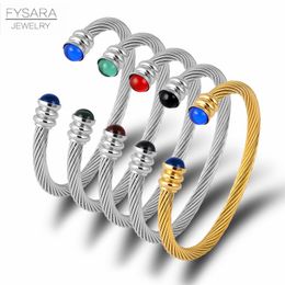 New Brand Multi Design Twisted Cable Wire Bangle Vintage Colourful Crystal Bracelets & Bangles Stainless Steel Jewellery