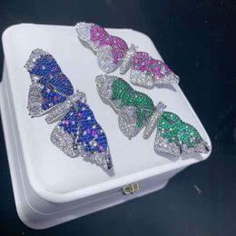 60X20MM High Quality Big Purple CZ Zirconia Butterfly Brooch