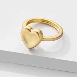 Korea Fashion Geometric Love Heart rings for Woman Minimalist Gold Colour Metal Thin Ring Female Finger Jewellery Gifts 2021