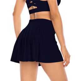 New 2023 womens Skirts lululemens Shorts Sport Waist Pleated Tennis Golf Skirt Back Pocket Zipper Clothes Mini Female Summer womens Yoga pants