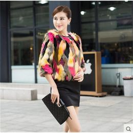 Imitation Fur Female Colorful Imitation Fur Small Coat Short Mink Color Mixed Batch 211207