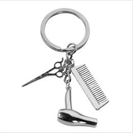 Creative 2022 Hair Dryer Scissors Comb Decorative Keychains Hairdressers Gift Key Rings Party Decorations Birthday Gift Favour