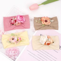 girls flower princess Hair Accessories European American cute kids flowers bow children headband soft wide high elastic nylon Hairs Rope S1161