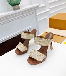 Sandali Top Designer Pantofole con tacco alto intrecciate a mano 10cm da sposa sartoria andali da spiaggia shopping 0101