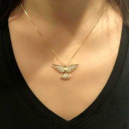 Gorgeous Pendant Necklace Full pave white Cubic Zirconia Stone Gold Color Eagle Choker Necklace For Women Fashion party Jewelry X0707