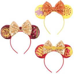 Hair Accessories 5'' Big Sequins Bow Cartoon Mouse Ears Hairband Kids Headband Women Party Decoration European Trendy