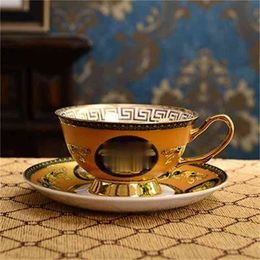Bone China coffee cup set European ceramic high-grade retro black tea exquisite English and saucer
