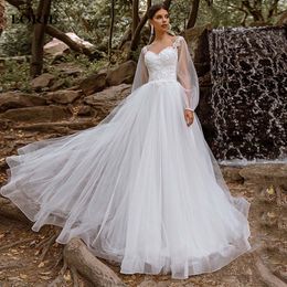 Lorie Spruff Sleeve Dress 2021 Elegante Lace Appliqued Bridal A-Line Corset Voltar Princesa Vestidos De Casamento