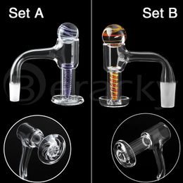 Two Styles Smoking Full Weld Bevelled Edge Terp Slurpers Blender Style Seamless Quartz Banger With 20mmOD Glass Marbles Screw Sets For Water Bongs Dab Rigs