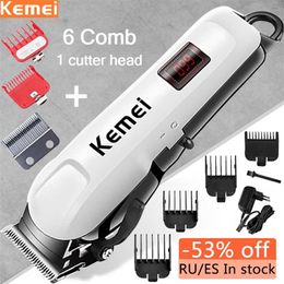 Kemei Electric Hair Clipper Cutting maching Wireless Trimmer Men Professional clipper machine rechargeable hair cut barber 220106