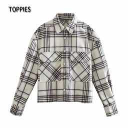 Toppies Spring Women Plaid Shirts Female Long Sleeve Blouses Tops Streetwear Fashion Short Shirts 210412