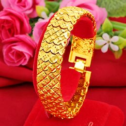 16mm Thick Wide Men Bracelet Wrist Chain 18k Yellow Gold Filled Handsome Male Jewelry Gift