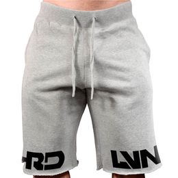 Men Cotton Beach Shorts Bottoms Gyms Fitness Bodybuilding Man Casual Fashion Print Jogger Workout short Pants Sweatpants 220301