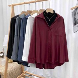 Autumn Product Korean Version Wild Simple Loose Shirt Female Lapel Temperament Jacket To Wear A Cardigan Top UK833 210507