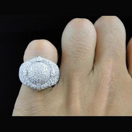 Gorgeous Men Rings Natural Cubic Zirconia White Crystal Shine Wedding Engagement Anniversary Gift For Jewellery