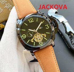 Top Mens Leather Watches 50mm automatic mechanical wristwatches sapphire luminous watch factory montre de luxe