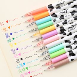 Diamond Cute Gel Pen Milky Cow Pens Korea Style Kawai 12 Colours ink Refill Needle Point Tip Thin students diary notepad pen set Drawing gifts sta