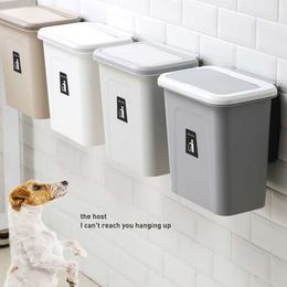 Sink Hanging Dustbin With Cover 3color Push Lid Suction For Cabinet Wall Bathroom Kitchen Food Garbage Trash Can TSLM1 210728