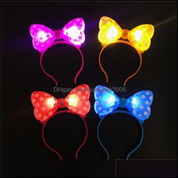 Other Event Festive Supplies Home & Garden Led Flash Light Emitting Bow Hairpin Headbands Concert Bar Christmas Party Dance Decorations Prop