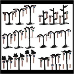 Other Packaging & Jewelry Drop Delivery 2021 Black Acylic Tree Shaped Stand Holder Fashion Three-Piece Goat Horn Small Earring Display Rack S