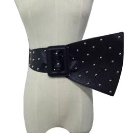 Belts Fashion Brand Rivets Wide For Women Patchwork Black Waistband Women's Elastic Dress Girdle With Zipper Cinturon Mujer
