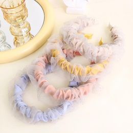 Fashion Summer Turban Headwear For Women Solid Color Light Color Lace Pleated Hairband Hair Accessories