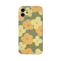 Retro Yellow Flower Huawei Mobile Phone Protective Case For P40 Fashion Soft Shell Ip12mini/11pro Mobile Phone Case For 8plus/XR