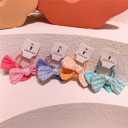 2 Pcs New Fashion Children's Cute Striped Fabric Bow Rubber Band Hair Rope Korean Sweet Girl Princess Ponytail Hair Accessories