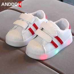 Size 21-30 Baby Glowing Shoes For Boys Girls Children Luminous Shoes With LED Lights For Boys Non-slip Kids Sneakers For Girls G1025