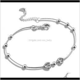 Drop Delivery 2021 100Percent 925 Sterling Sier Simple Beach Foot Anklet For Women Bohemian Female Anklets Bracelet On The Leg Jewelry F1219