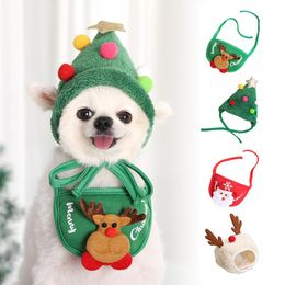 small turban Canada - Dog Apparel Triangle Bib Turban Christmas Costume Set Small Medium And Large Cat Pet Scarf