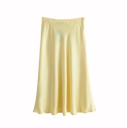 Women sweet solid basic A line skirt Faldas mujer side zipper irregular female casual office wear mid calf skirts 210430