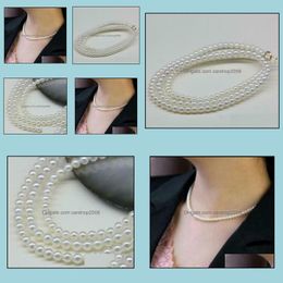 Beaded Necklaces & Pendants Jewellery 7-8Mm South Sea Natural White Pearl Necklace 18Inch 14K Gold Clasp Womens Gift Drop Delivery 2021 Zzcf4